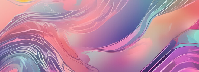 Fototapeta premium Web Banner with Abstract Pastel Colored Waves Background