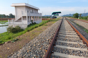 A view of the railroad tracks in the countryside in Indonesia
