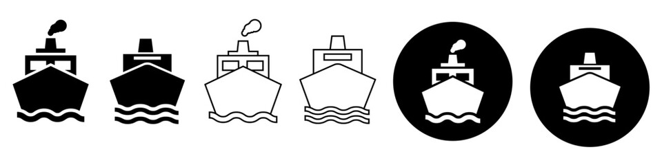 Ship icon vector set. Shipping illustration sign collection. Sea port symbol or logo. Freight transportation mark.