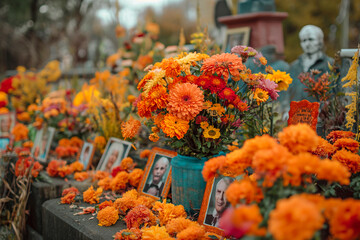 Floral arrangement in the cemetery