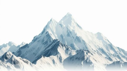 Serene snowy mountain landscape illustration, tranquility and nature concept.