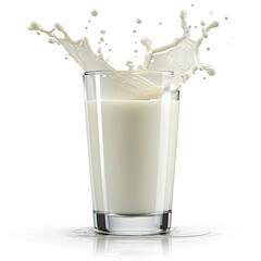Glass of Milk with Milk Splash