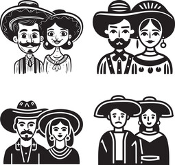 cute mexican couple vector illustration