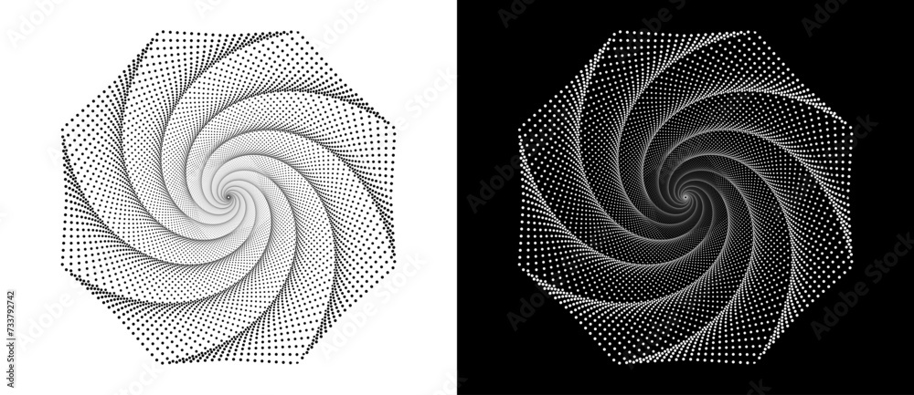 Poster abstract background with halftone hexagon. art design logo or icon. a black figure on a white backgr