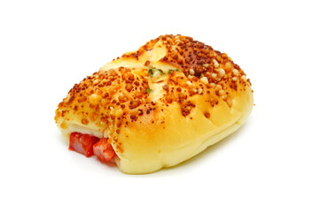 Bun, Bakery isolated on white background. Crab stick bun, Taiwanese bakery