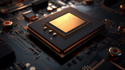 Fototapeta na wymiar close up of computer processor chip, modern futuristic technology background, artificial intelligence, 