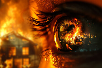 Vision of Catastrophe: Intense Imagery of a House Fire Reflected in an Eye