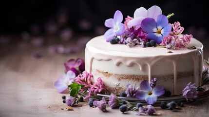 Obraz na płótnie Canvas Cake with edible flowers