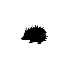 Hedgehog shadow black silhouette on white background  