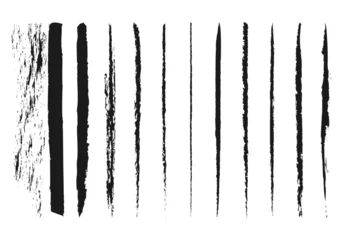 Muurstickers Trazado negro de pincelada en fondo blanco. © Gabrieuskal