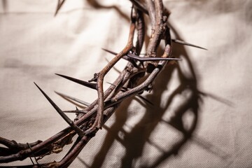 Christian cross and crown of thorns. Easter concept.