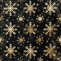Naklejka na ściany i meble Gold snowflake pattern on dark