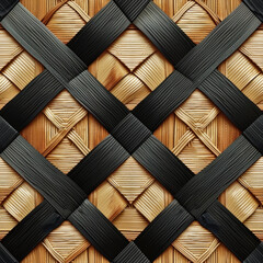 Seamless bamboo weaving pattern - obrazy, fototapety, plakaty