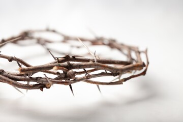 Crown of thorns on gray background, easter concept
