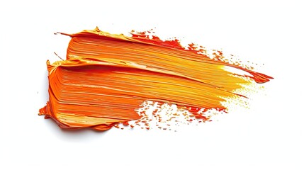 Orange stroke of paint isolated on white background