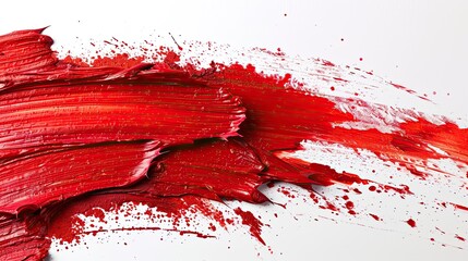 Red stroke of paint isolated on white background