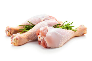 Raw Chicken Legs on a White Background