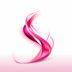 Abstract pink ribbon wave.  illustration. Clip art image.