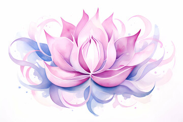 Beautiful watercolor lotus flower on a white background.  illustration.
