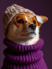 dog portrait with high necked sweater, showcasing innovative and fashionable beauty trends from the 1960s