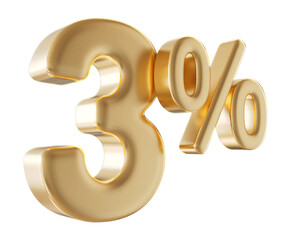3 percent discount number gold 3d render