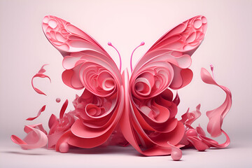 3d rendering of a pink butterfly with a lot of petals