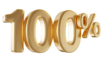 100 percent discount number gold 3d render