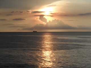 Naklejka na ściany i meble Golde hour sunset in Panama.