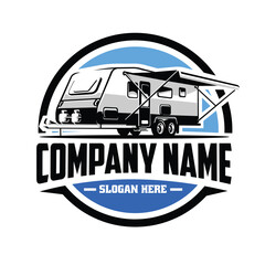 Caravan trailer company ready made logo vector. Best for camping and outdoor camping related industry