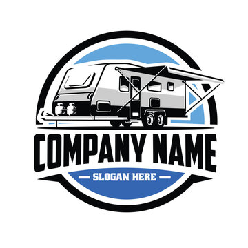 Caravan trailer company ready made logo vector. Best for camping and outdoor camping related industry