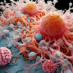 cancer cell or tumor illustration in high detail as a medical science background
