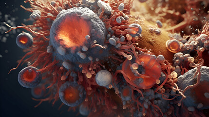 3d illustration of cancer cell or tumor in blood. medical concept
