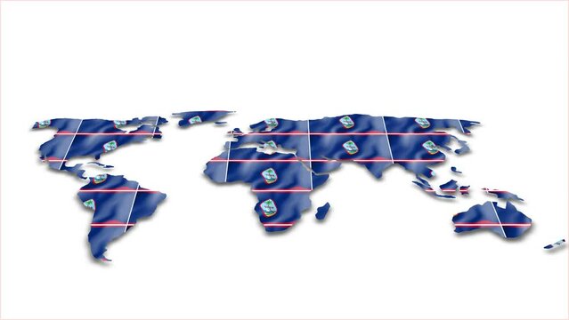 Guam flag wave 3d earth map animation white background