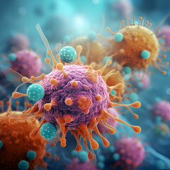 3d render of ncov coronavirus in blue background