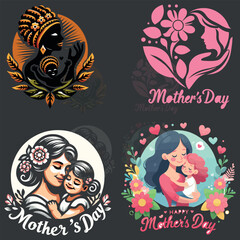 Happy Mother's day vector illustration, Generative Ai