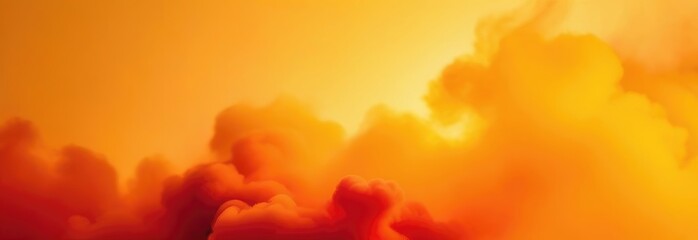 Colorful explosion of orange-red rainbow smoke paint, the movement of liquid ink. A colored background of smoke. Banner smoke. - obrazy, fototapety, plakaty