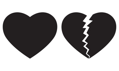 Obraz premium vector black heart and heart broken icon symbols