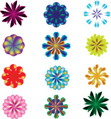 Abstract flowers. Collection of flowers. Gradient. Vector.