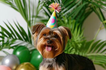 Small Dog Wearing Party Hat