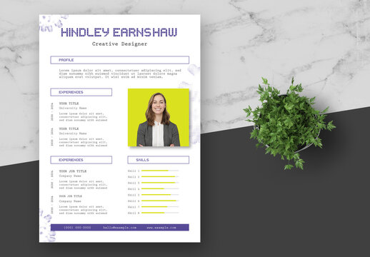 Purple and Green Creative Designer Resume