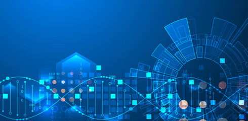 Scientific and technological background. Abstract image of DNA molecule. Vector illustration. Hand drawn.