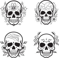 Fototapeta premium hand drawn mexican skull set illustration
