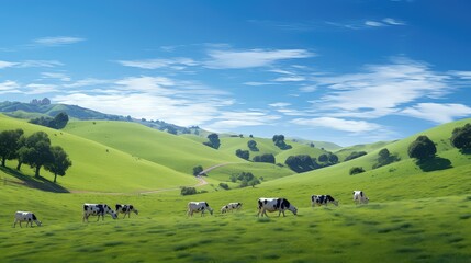 Fototapeta na wymiar grass cows eating