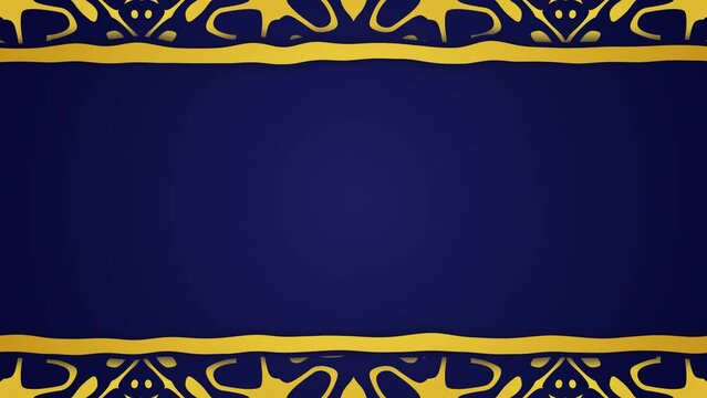luxurious royal blue background animation, blank space with intricate golden patterns, seamless loop, 4k animation 