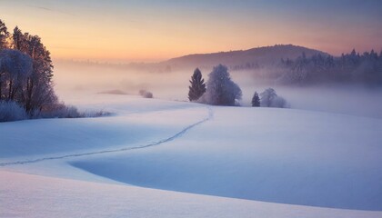     Sunrise Serenity: Embracing the Softness of a Winter Landscape"

