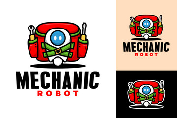 Mechanic Robot Repair Mascot Logo Design
