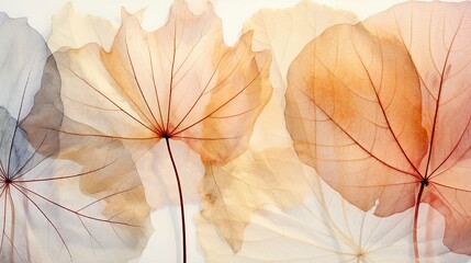 AI generated illustration of transparent, smooth leaves on a pastel background