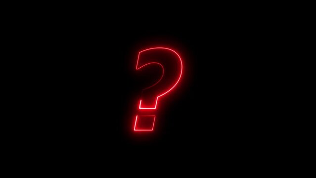 Neon glowing question mark icon abstract black background. Neon question mark icon
