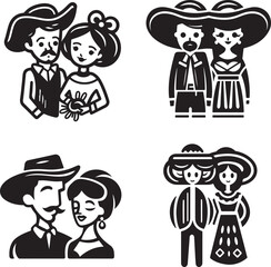 Obraz na płótnie Canvas flat design mexican couple vector illustration