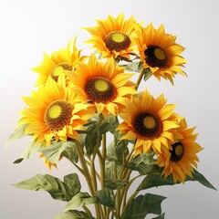 AI generated illustration of A vibrant image of a yellow sunflower bouquet
